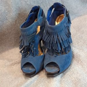 Blue suede shoes 5 1/2" platform heels